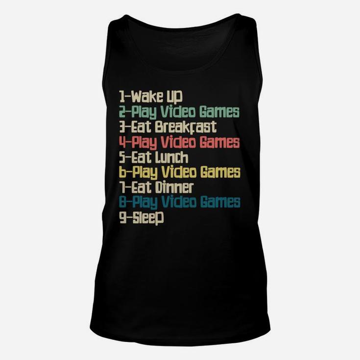 My Perfect Day Video Games, Funny Retro Xmas Gift For Gamer Unisex Tank Top