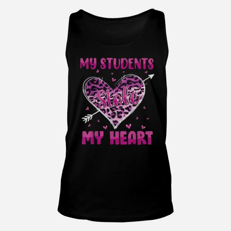 My Students Stole My Heart Shirt Teachers Valentines Leopard Unisex Tank Top