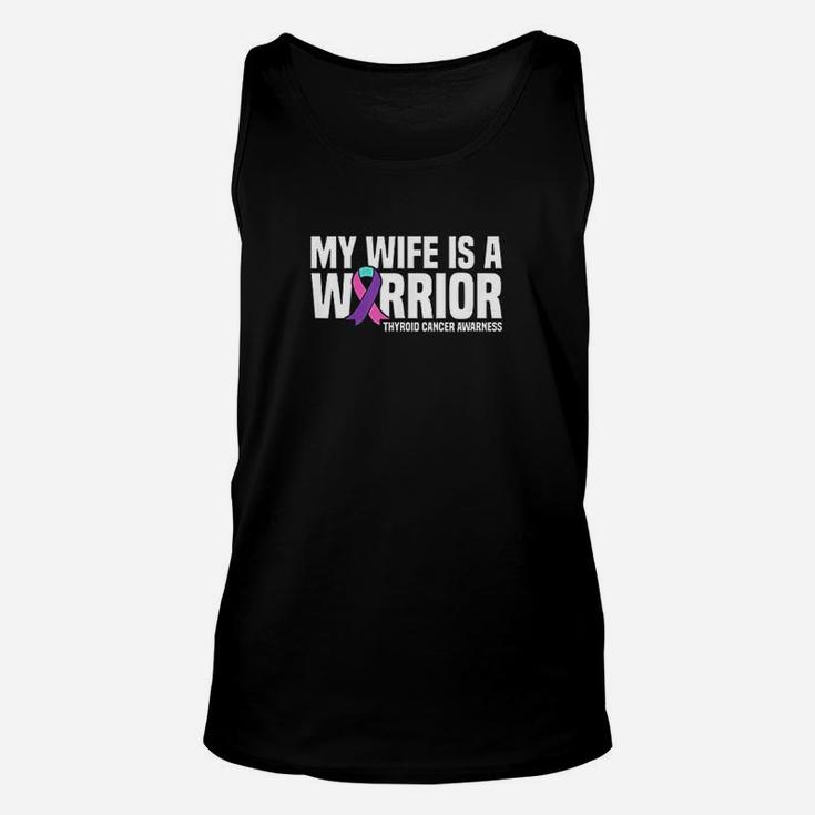 My Wife Is A Warrior Purple Ribbon Thyroid Awareness Unisex Tank Top