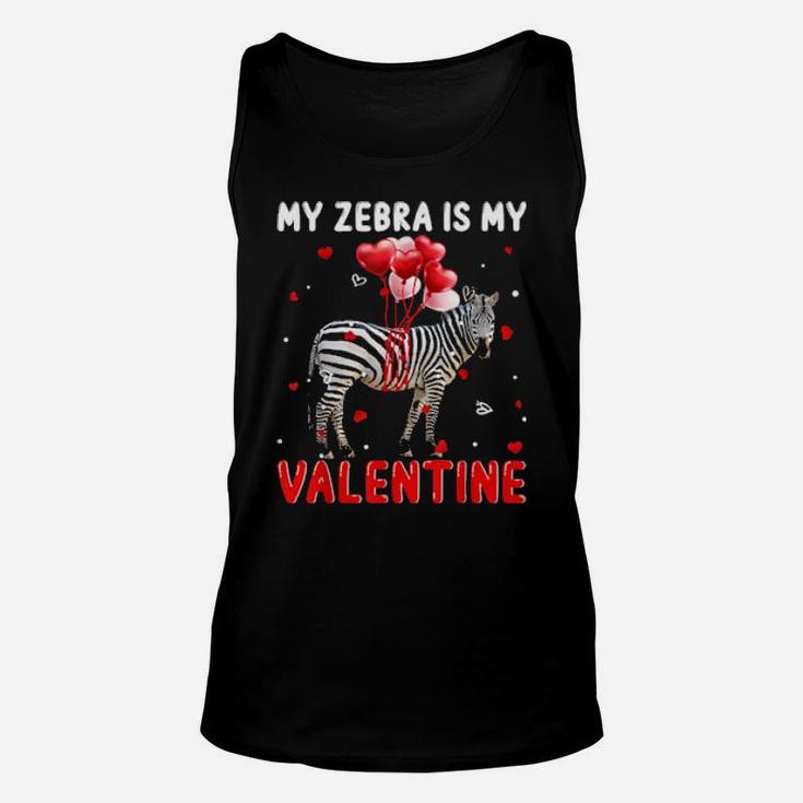 My Zebra Is My Valentine  Animals Unisex Tank Top