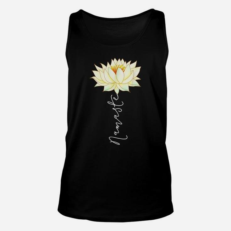 Namaste Yoga Saying Yellow White Lotus Flower Boho Zen Unisex Tank Top