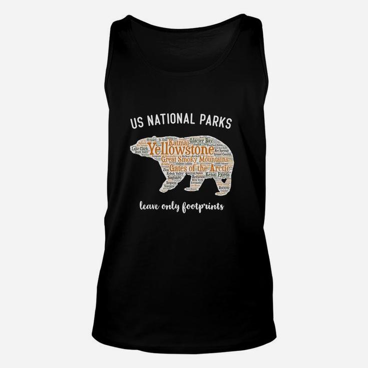 National Parks Bear T Shirt Lists All 59 National Parks Pyf Black Unisex Tank Top