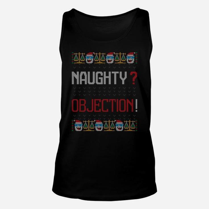 Naughty Objection Lawyer Attorney Ugly Christmas Sweater Unisex Tank Top