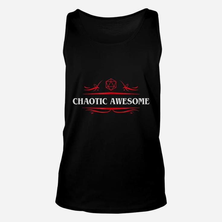 Nerdy Chaotic Awesome Alignment Polyhedral Dice Set Unisex Tank Top