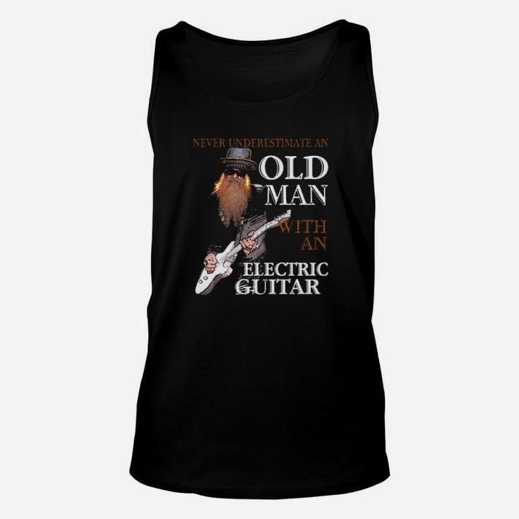 Never Underestimate An Old Man With An Electric Guitar Unisex Tank Top