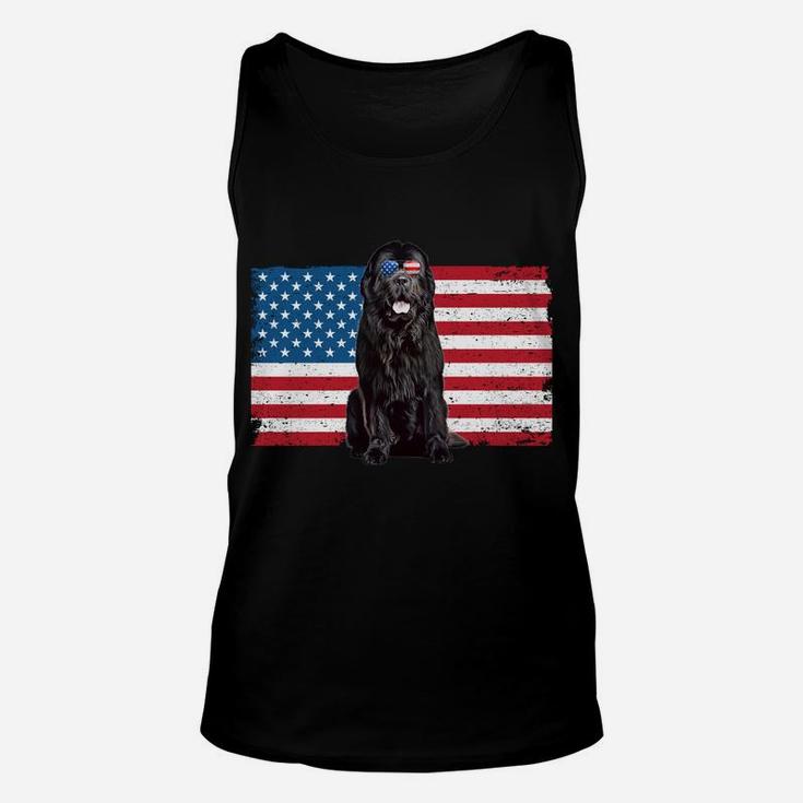 Newfie Dad American Flag Newfoundland Dog Lover Owner Funny Unisex Tank Top