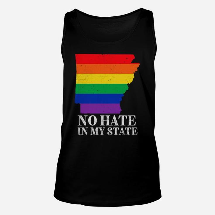 No Hate In My State Arkanas Map Lgbt Pride Rainbow Unisex Tank Top