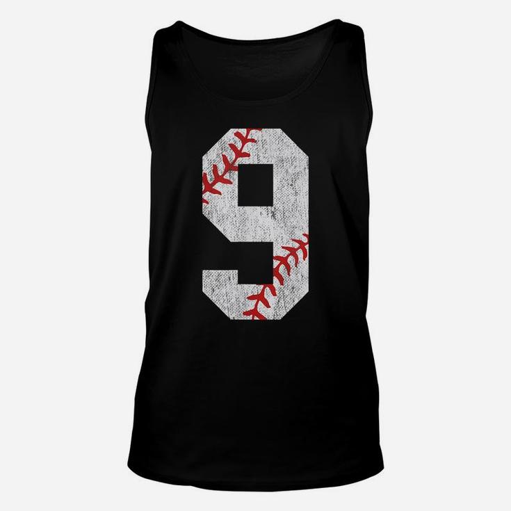 Number 9 Vintage 9Th Birthday Baseball Lover 9 Years Old Unisex Tank Top