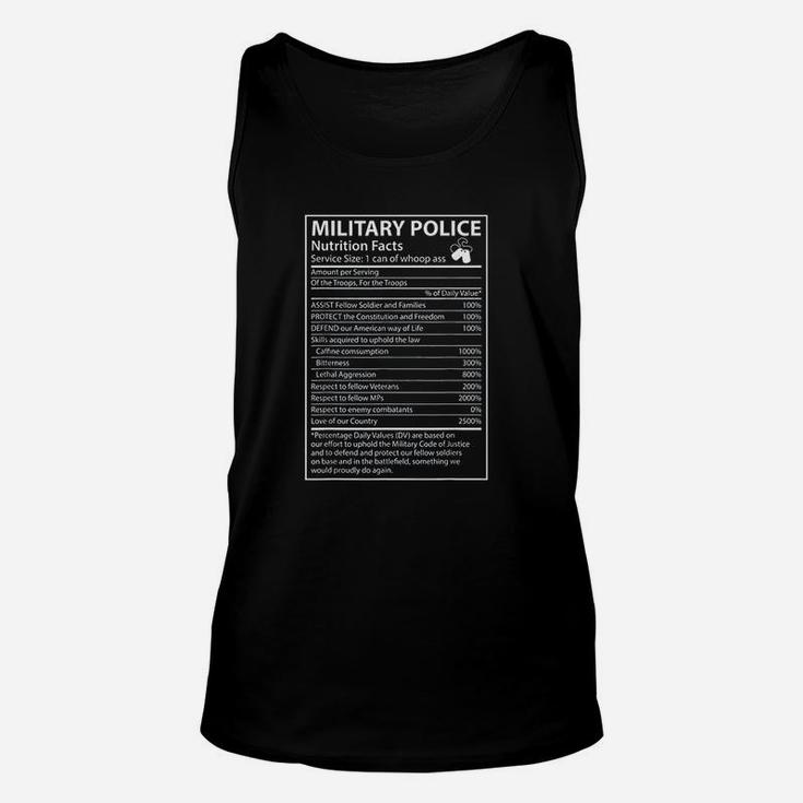 Nutrition Facts Funny Military Police Unisex Tank Top