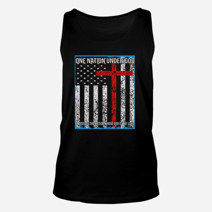 One Nation Under God With Flag Printed Unisex Tank Top