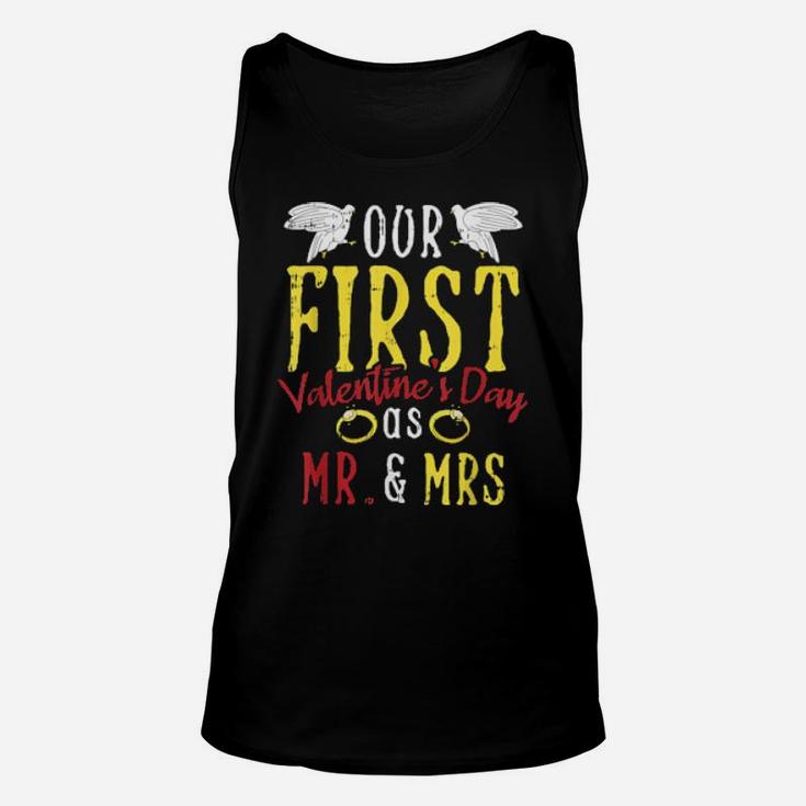 Our First Valentines Day Married Couple Mr And Mrs Unisex Tank Top