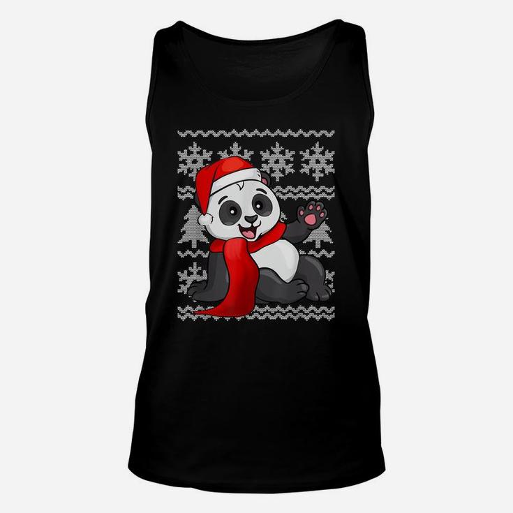 Panda Santa Hat Scarf Ugly Christmas Sweater Holiday Gift Unisex Tank Top