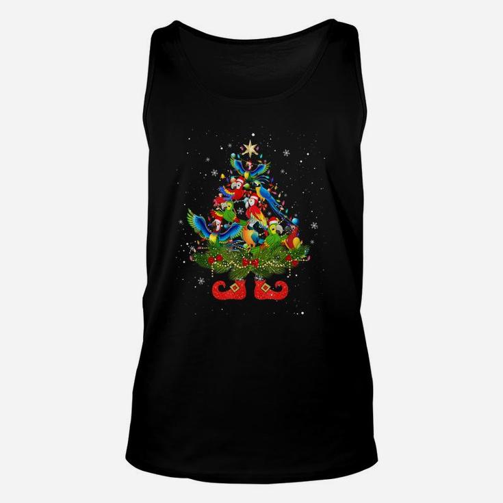 Parrots Christmas Tree Lights Funny Santa Hat Lover Unisex Tank Top