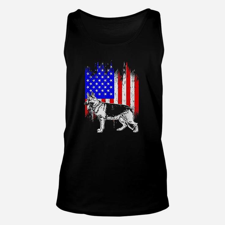 Patriotic German Shepherd American Flag Dog Lover Gift Unisex Tank Top