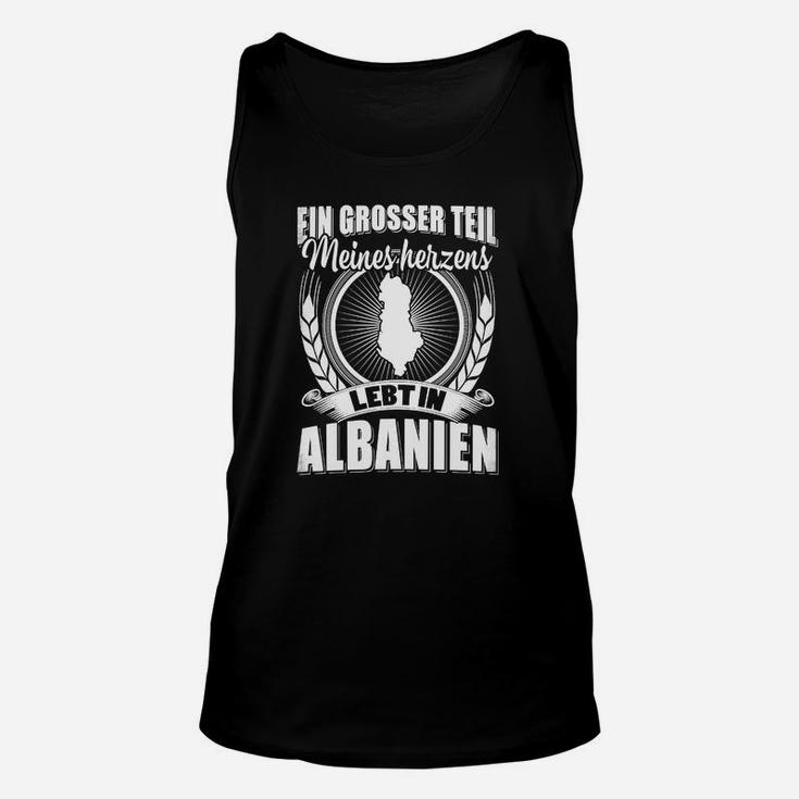 Patriotisches Schwarzes Unisex TankTop - Mein Herz Lebt in Albanien