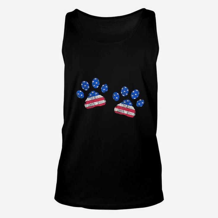 Paw Print Usa Flag I Love Dogs Patriotic 4Th Of July Unisex Tank Top
