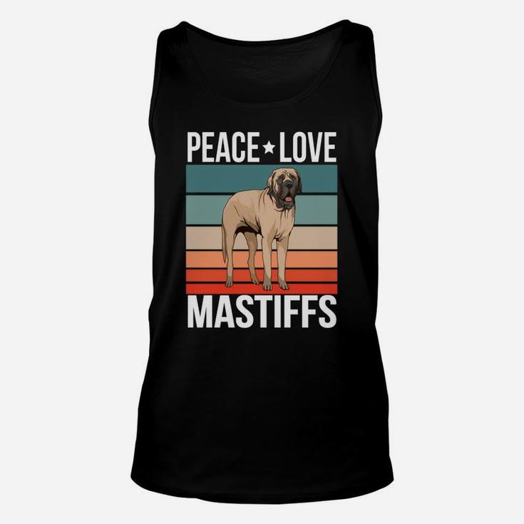 Peace Love Mastiffs Quote Retro Dog Owner Vintage Unisex Tank Top