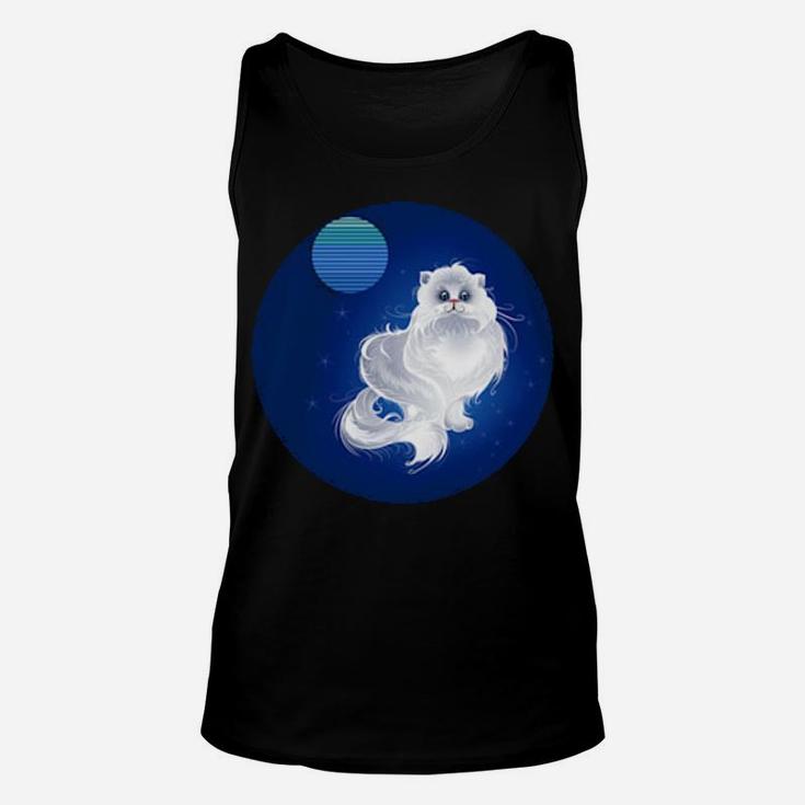 Persian Cat At Night With Vintage Moon And Stars Unisex Tank Top