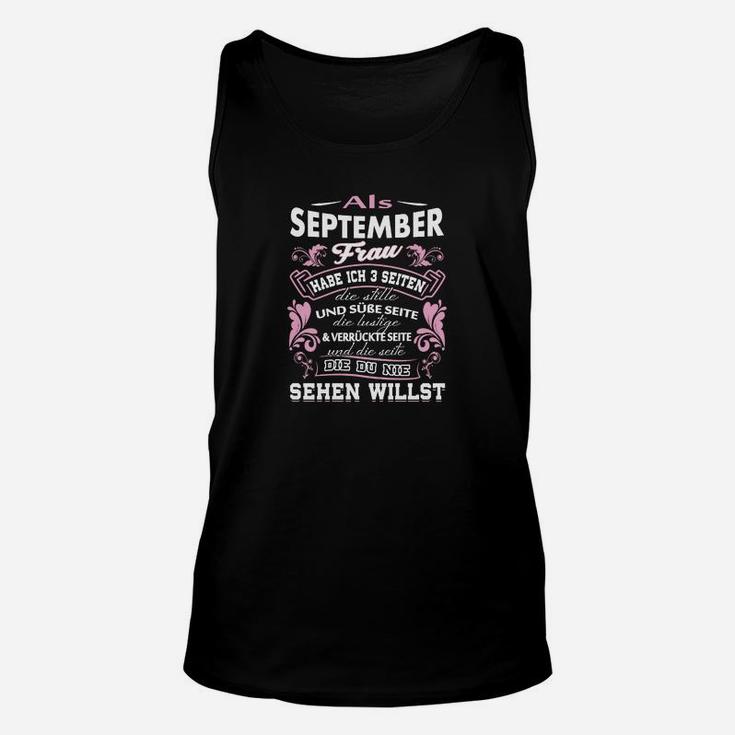 Personalisiertes Geburtstag Unisex TankTop für September Frauen, Dreiseitiges Design