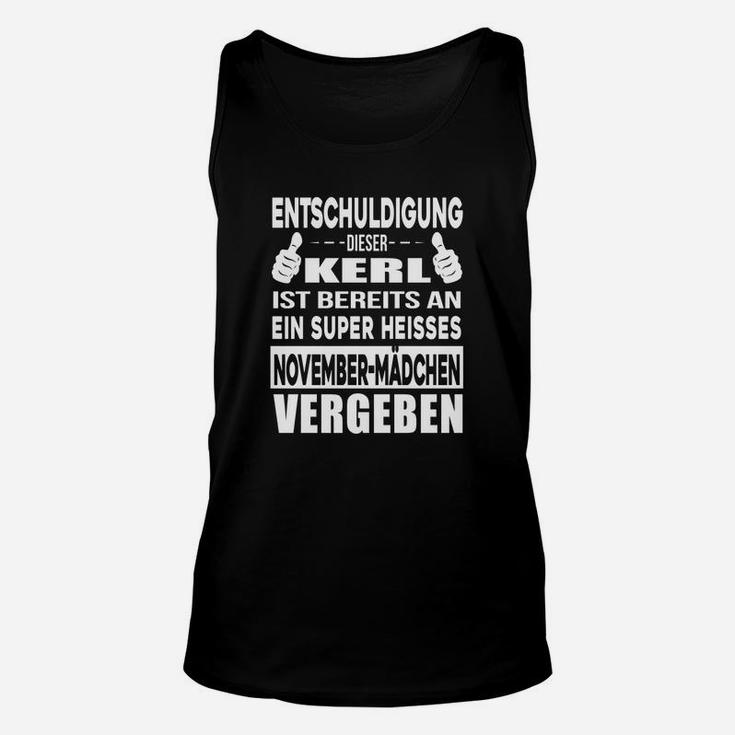 Personalisiertes Geburtstags-Unisex TankTop für Männer, Design Super Heißes November-Mädchen