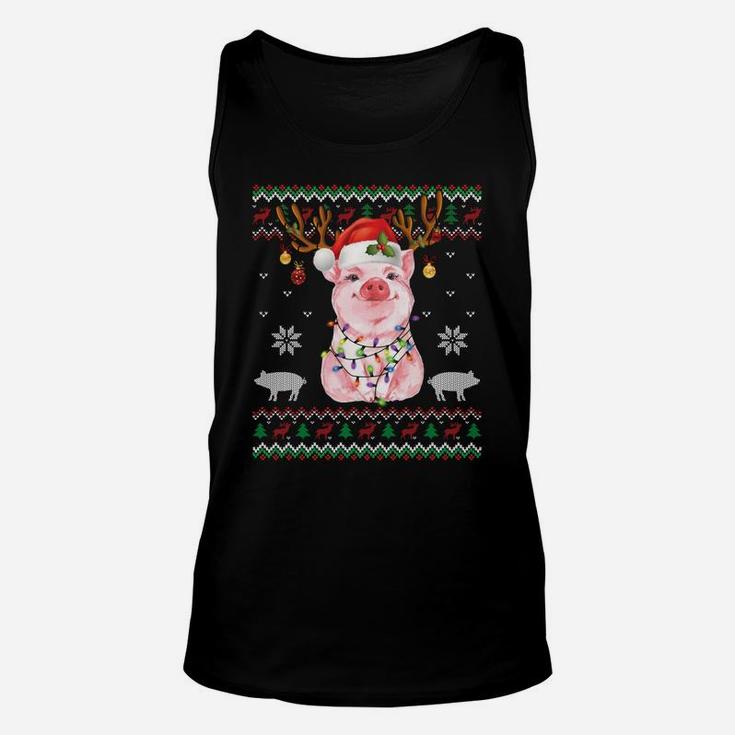 Pig Reindeer Santa Xmas Light Ugly Sweater Christmas Gifts Sweatshirt Unisex Tank Top