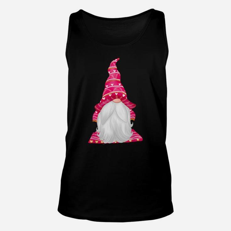 Pink Gnome Valentines Day Matching Couples Unisex Tank Top