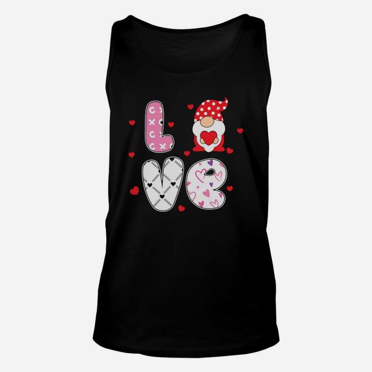 Pink Love Heart Gnomes For Valentines Day Happy Valentines Day Unisex Tank Top