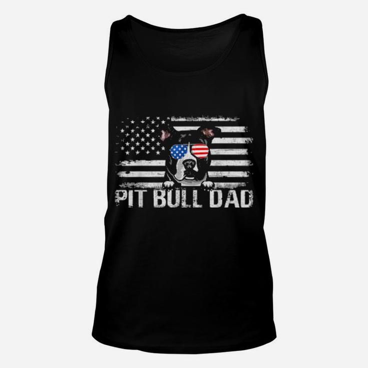 Pit Bull Dad American Flag 4Th Of July Patriotic Unisex Tank Top