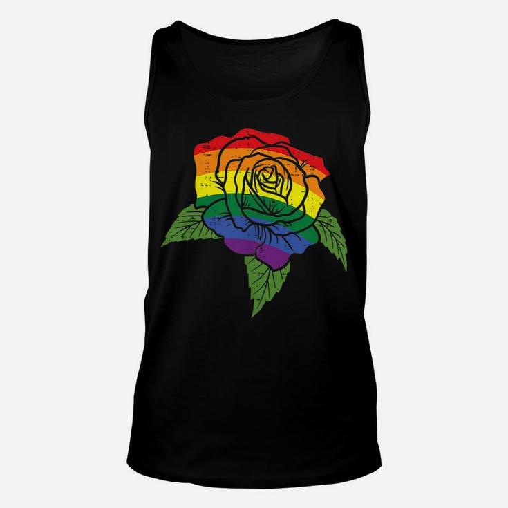 Pocket Rose Flower Lgbtq Rainbow Gay Pride Ally Men Women Unisex Tank Top