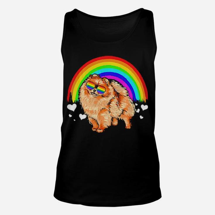 Pomeranian Rainbow Sunglasses Gay Pride Lgbt  Gifts Unisex Tank Top