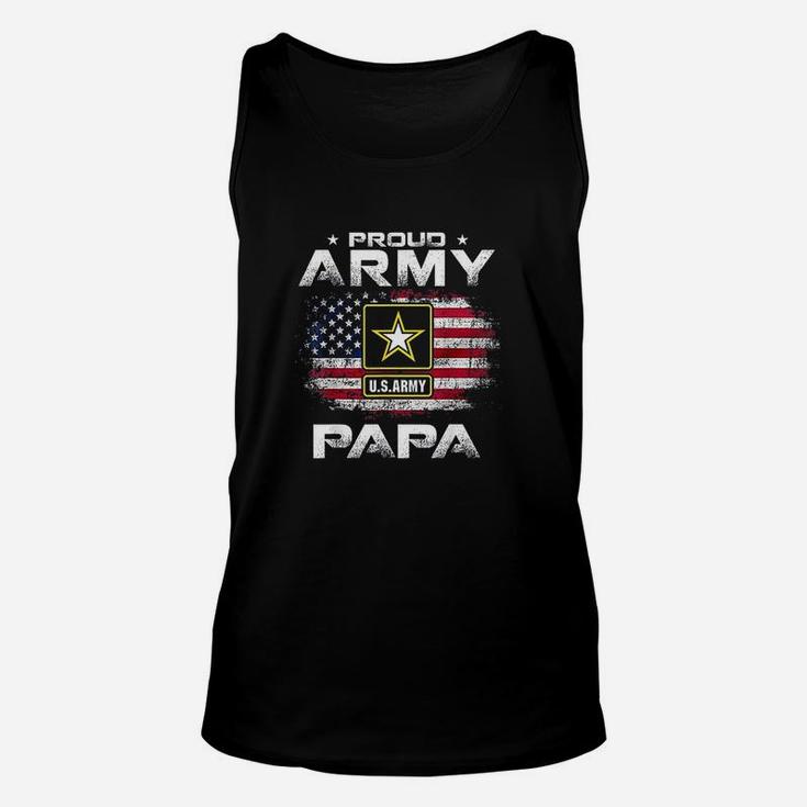 Proud Army Papa With American Flag For Veteran Gift Unisex Tank Top