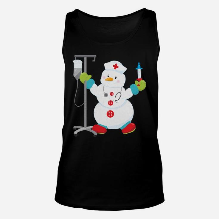 Proud Nurse Snowman - Funny Nurse Christmas Shirt Unisex Tank Top