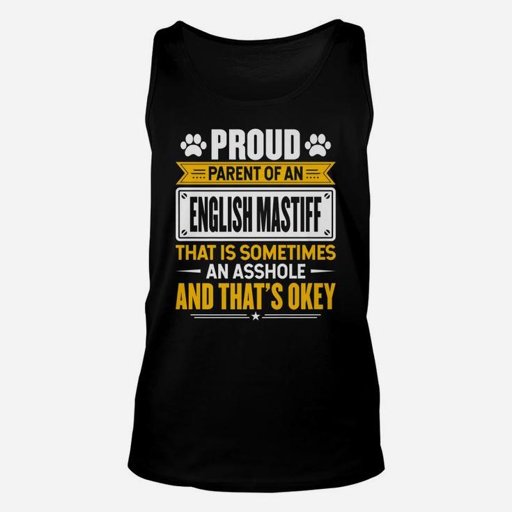 Proud Parent Of An English Mastiff Funny Dog Owner Mom & Dad Unisex Tank Top