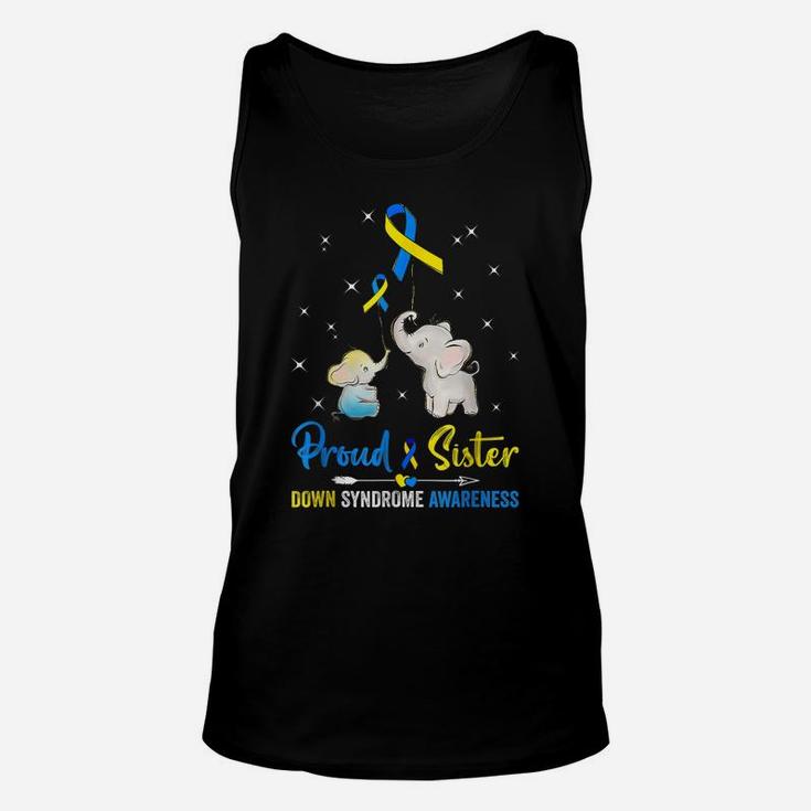 Proud Sister Down Syndrome Awareness Blue Yellow Ribbon Unisex Tank Top