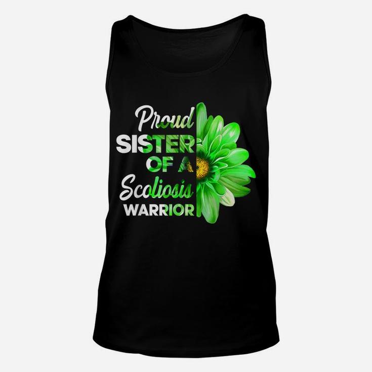 Proud Sister Of A Scoliosis Warrior Green Ribbon Awareness Unisex Tank Top