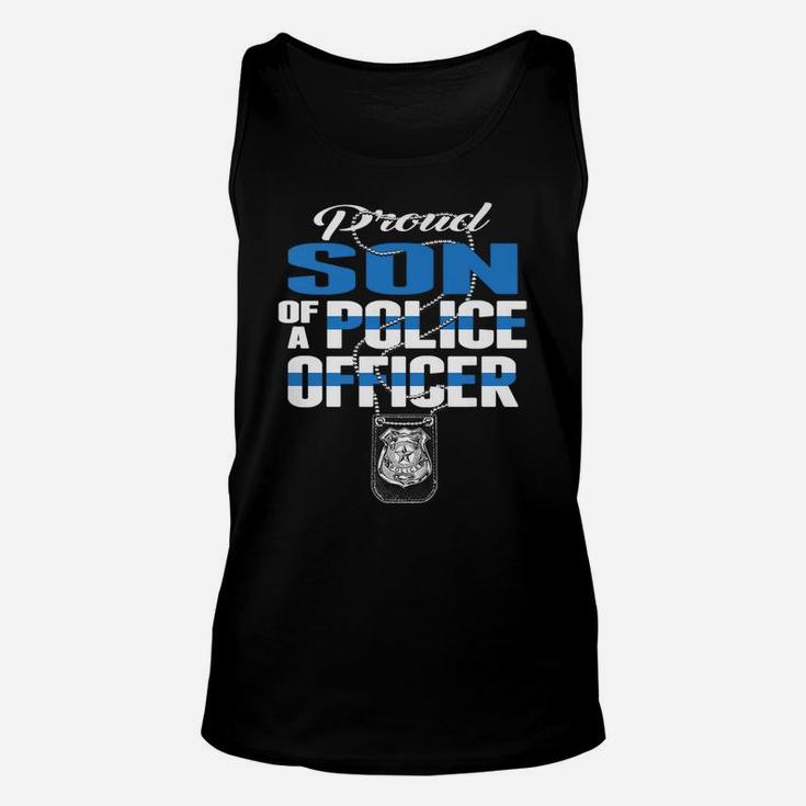 Proud Son Of A Police Officer Thin Blue Line Cop Family Gift Unisex Tank Top