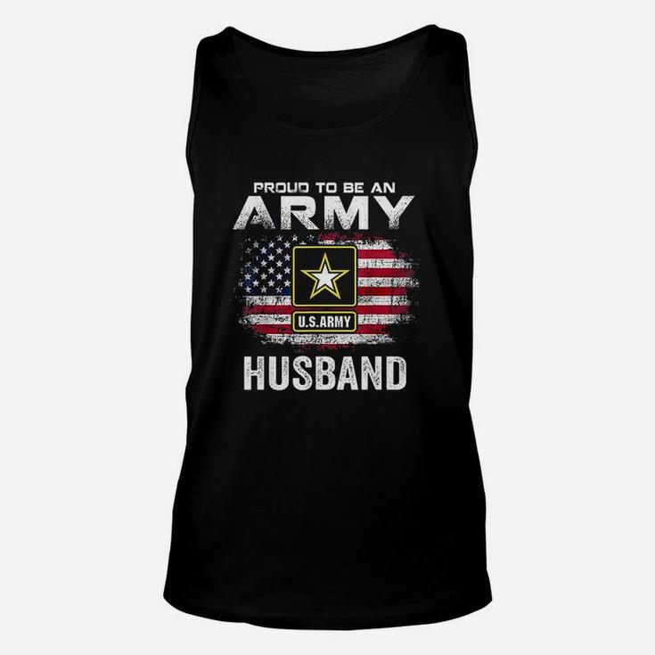 Proud To Be An Army Husband With American Flag Gift Veteran Unisex Tank Top