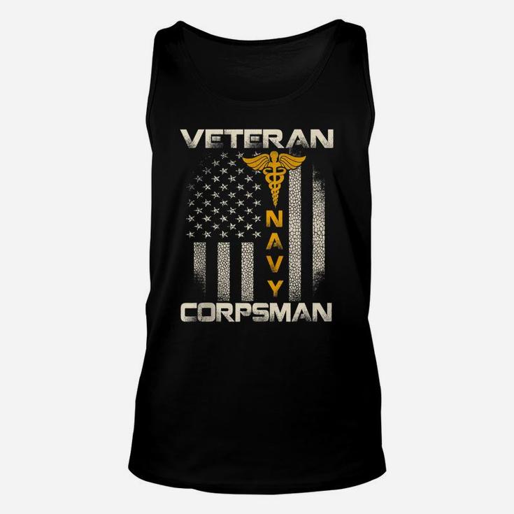 Proud Veteran Navy Corpsman T-Shirt Gifts For Men Unisex Tank Top