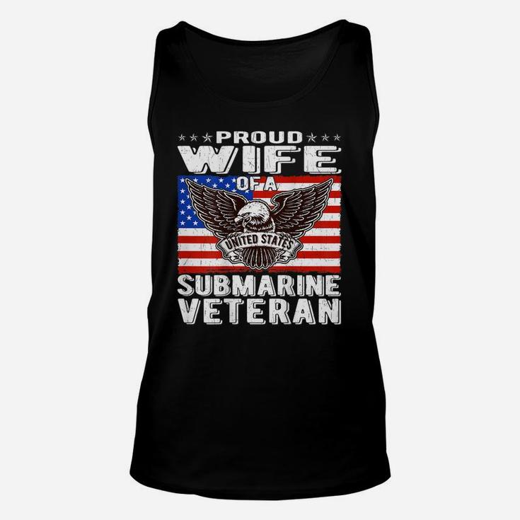 Proud Wife Of Us Submarine Veteran Patriotic Military Spouse Unisex Tank Top