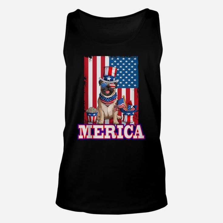Pug Dad Mom 4Th Of July American Flag Merica Dog Unisex Tank Top