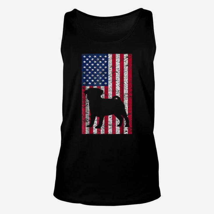 Pug Dog Puppy T-Shirt Veteran Gift Usa Flag Patriot Pugs Unisex Tank Top