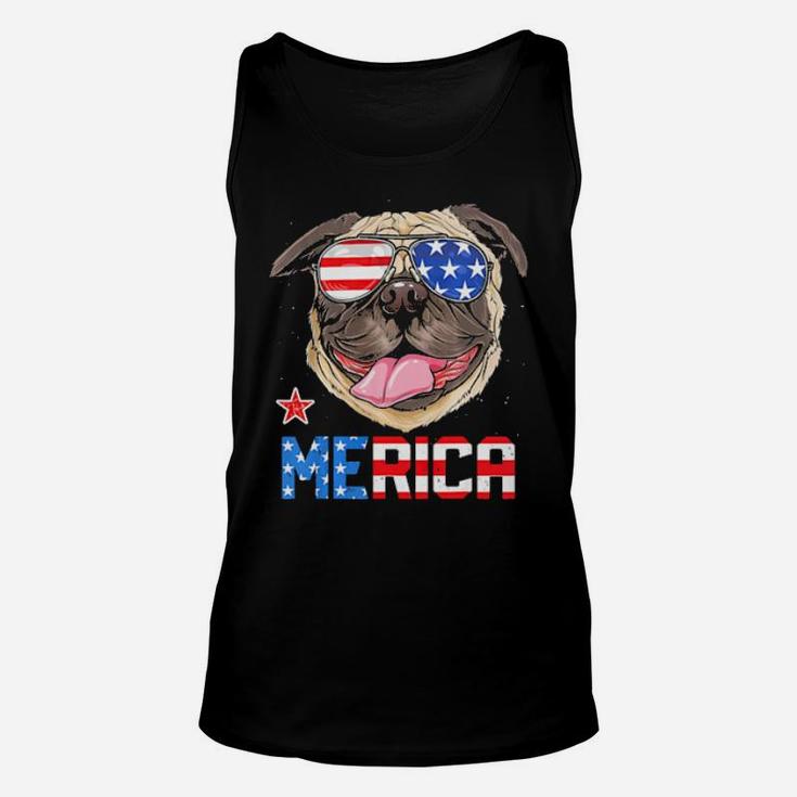 Pug Merica 4Th Of July Dog Puppy Unisex Tank Top