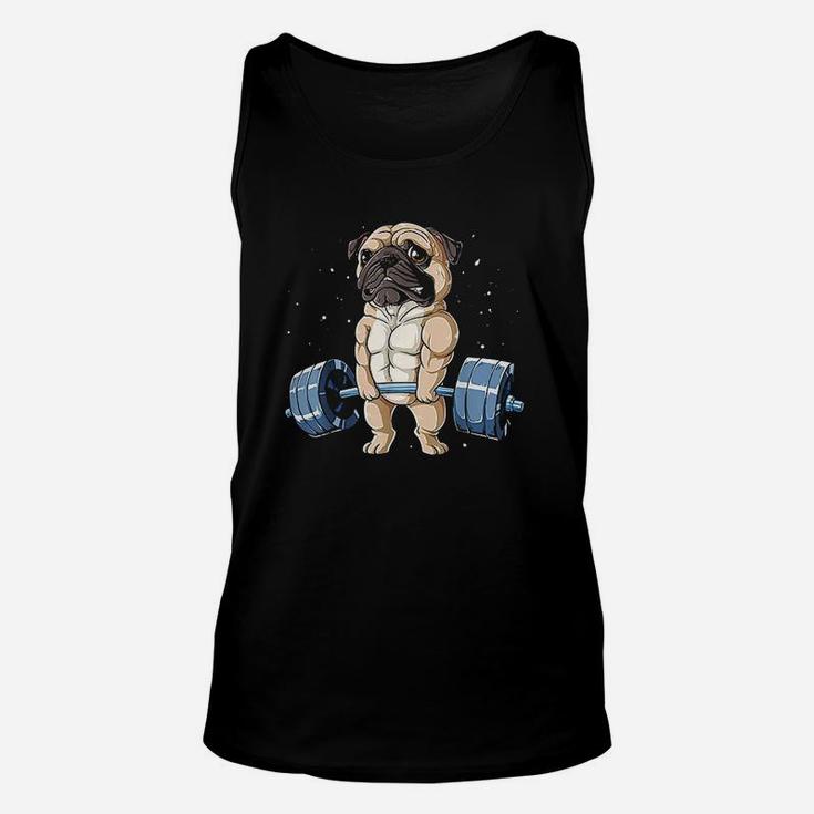 Pug Weightlifting Funny Deadlift Men Fitness Gym Workout Unisex Tank Top