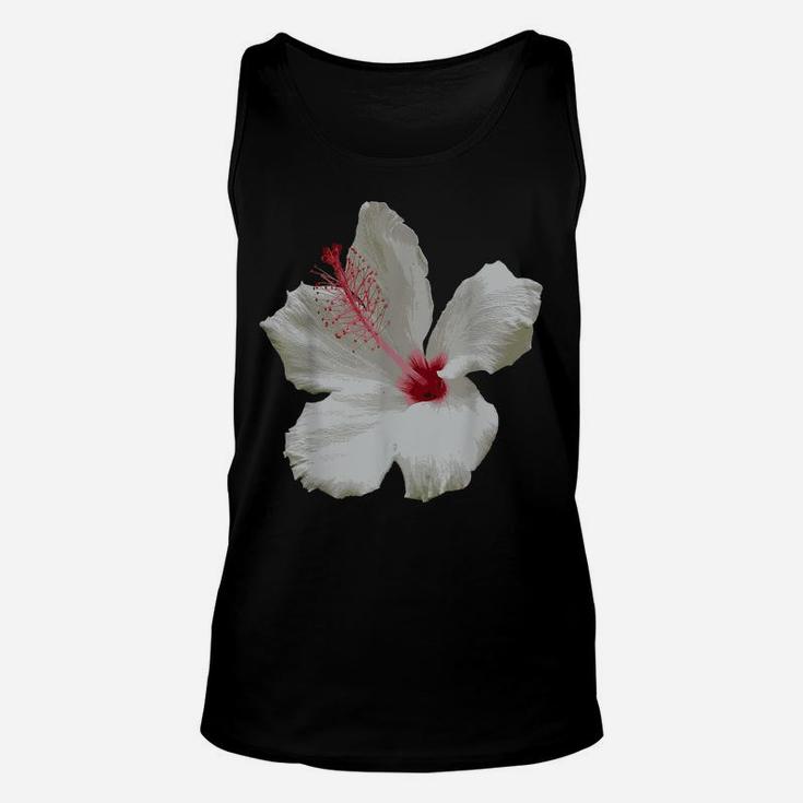 Pure White Hibiscus Tropical Flower Vector Unisex Tank Top