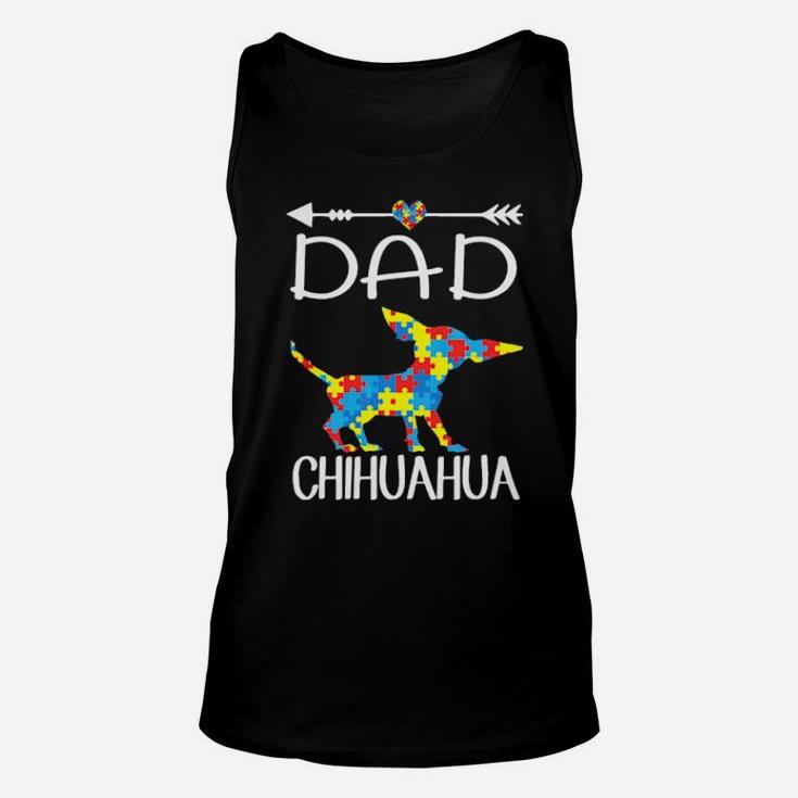 Puzzle Heart Dad Chihuahua Autism Awareness Gift Unisex Tank Top
