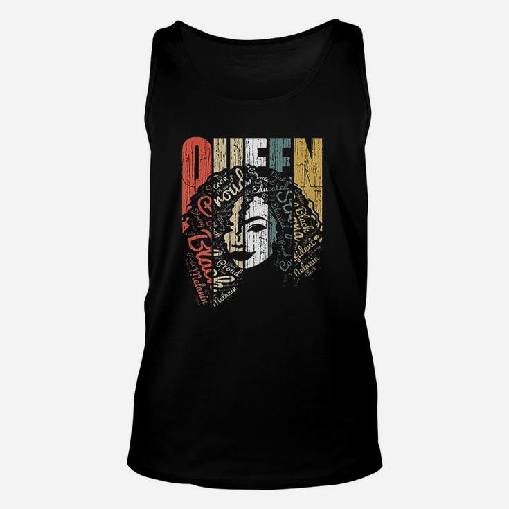 Queen Strong Black Woman Afro Natural Hair Afro Educated Melanin Rich Skin Black Unisex Tank Top