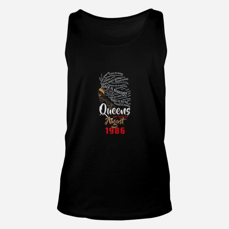 Queens Are Born In August 1986 Unisex Tank Top