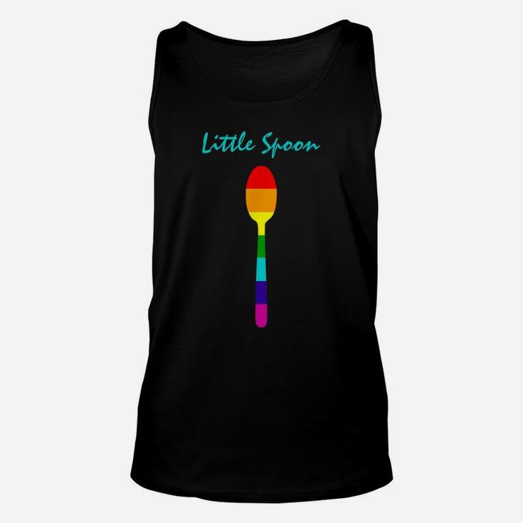 Rainbow Little Spoon Big Spoon Matching Gay Couple Shirts Unisex Tank Top