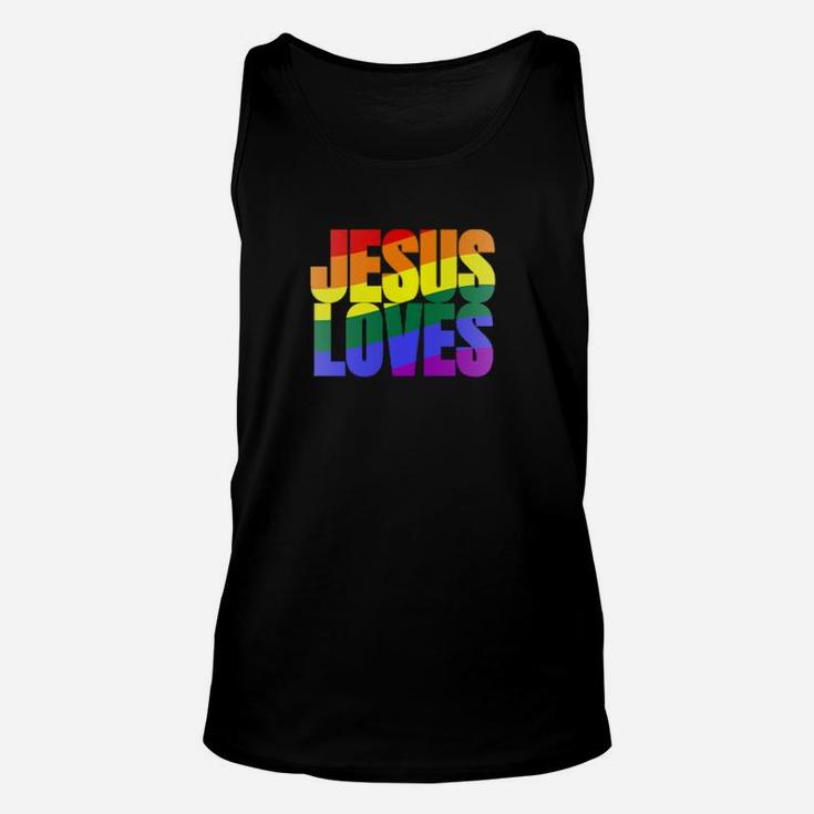 Rainbow Pride Gay Christian Lgbtq  Jesus Loves Unisex Tank Top