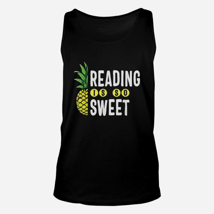 Reading Is Sweet Book Lover Pineapple Unisex Tank Top